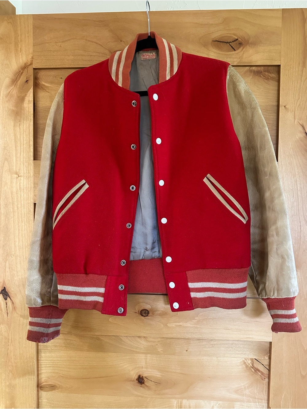 Vintage Red and Tan Varsity Jacket
